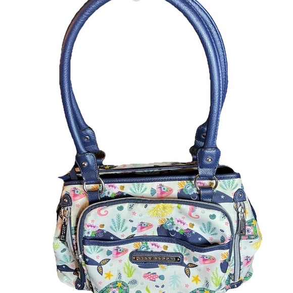 Lily Bloom Maggie Satchel Handbag Ocean Turtles and Whales - Picture 2 of 11